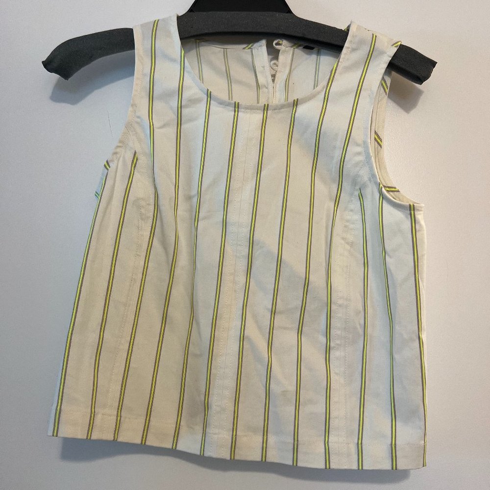 White and neon green striped top, Size S, Banana Republic